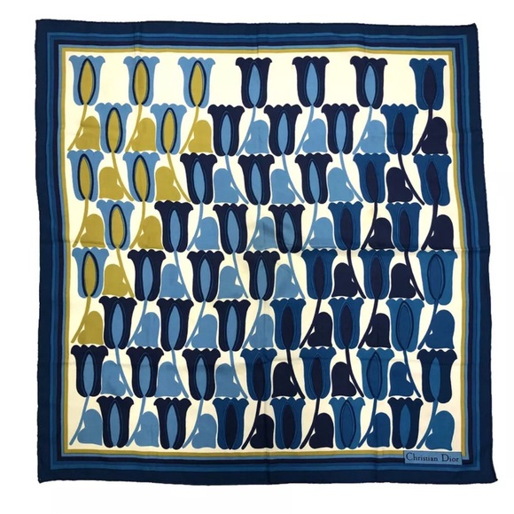 219 Christian Dior CD Tulip Alibi Silk Scarf - Picture 9 of 9